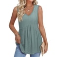 thumbnail image 3 of MOSHU Womens Tank Tops Eyelet Sleeveless Tops for Women Dressy V Neck Babydoll Tank Tops Flowy Summer Shirts, 3 of 9