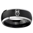 thumbnail image 2 of Cute Panda 8MM Dome Brush Black Silver Edges Tungsten Men Ring, 2 of 2