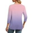 thumbnail image 4 of Womens Fall Clothes, 3/4 Sleeve Shirts for Women Fashion Loose Fit Ombre Tie Dye V Neck T-Shirts, 4 of 6