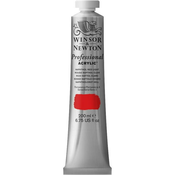 Winsor & Newton Artists' Acrylic Color, 200ml Tube, Naphthol Red Light