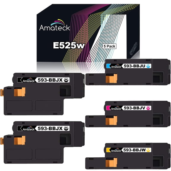 Amateck Compatible Toner Cartridge Replacement for Dell 593 BBJX BBJU BBJV BBJW 5 Pack for E525w