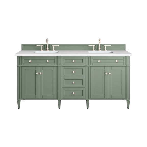 James Martin 650-V72-SC-3WZ Double Vanity Smokey Celadon w/ White Zeus Top