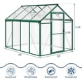 thumbnail image 5 of EastVita 6 x 8ft Walk-in Greenhouse Heavy-Duty Aluminum Frame Polycarbonate Panels Easy Assembly Roof Vent Ground Anchors Sliding Lockable Door for Backyard Green, 5 of 9