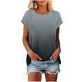 thumbnail image 1 of Staron Liquidation Hauts d'Été pour Femmes Chic Décontracté Raglan Manches Courtes Col Rond Hauts Basiques T-Shirts de Bureau Blouses Dégradées Chemises Mode Décontractées Gris P, 1 of 6