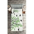 thumbnail image 2 of Ambesonne Silhouette Quilted Coverlet 2 Pcs, Flying Spring Peace Art, Twin Size, White Black Green, 2 of 2