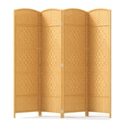 Jostyle 6ft Tall Room Divider with Hand-Woven Design, 4-Panel Folding Privacy Screen Freestanding Nature