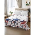thumbnail image 2 of 4th of July King Size Flat Sheet, Wrinkleproof & Fadeproof Cooling Flat Bed Sheet Only, Blue Red Star Watercolor Independence Day Breathable Soft Bedding Top Sheets 105 x 98 Inches, 2 of 8