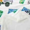 Cartoon Garbage Truck Fleece Blanket Green Trash Truck Fuzzy Blanket