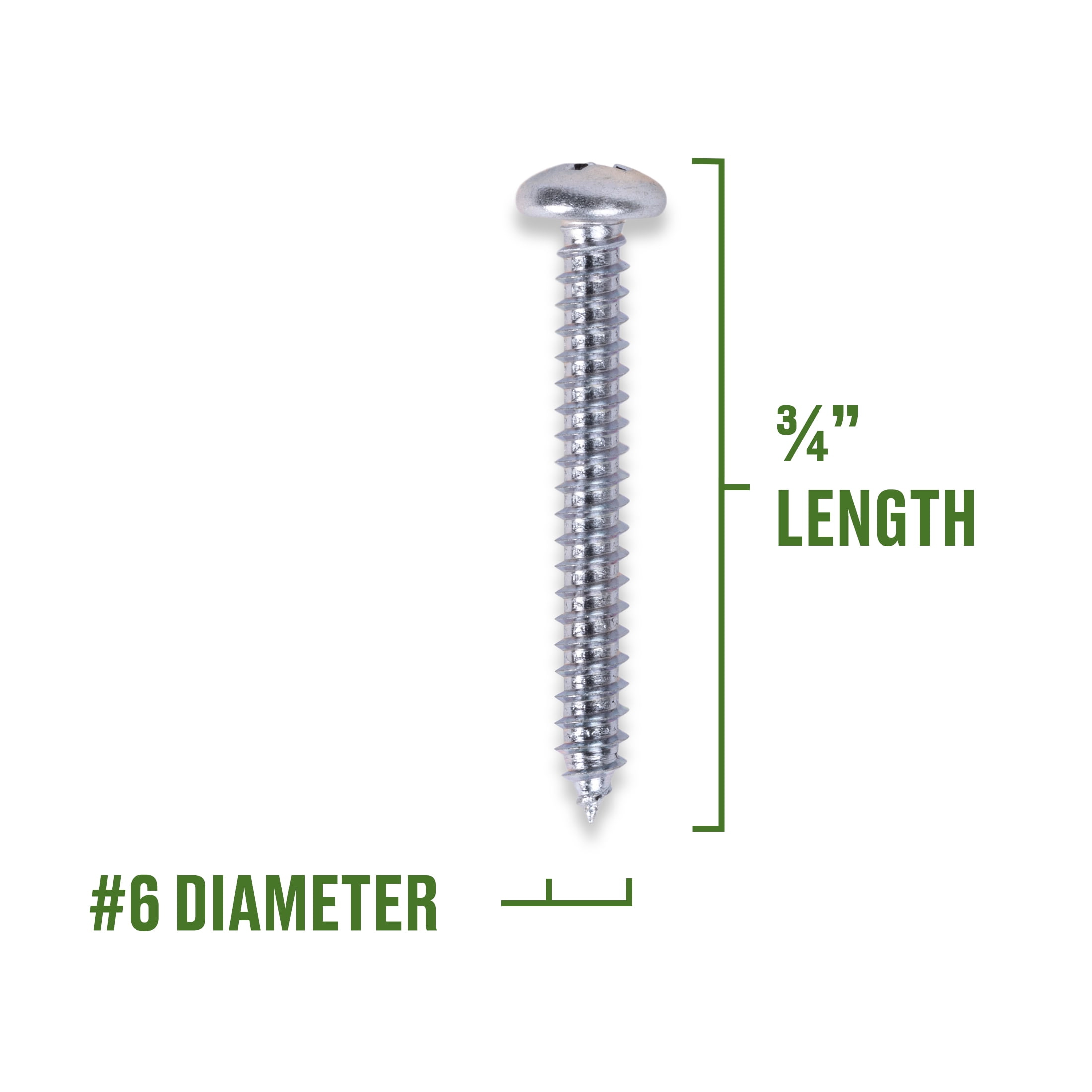 (5 pack) Hillman Sheet Metal Screws, #6 x 3/4", Pan Phillips, Zinc Plated, Steel, Pack of 24