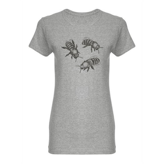 Drawing Of 3 Bees T-Shirt Women -Image by Shutterstock, Female XX-Large