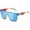 Rainbow/Blue, variant on Oversized Sunglasses, Rimless Mirrored Sun Glasses with Reflective One-Piece Lens