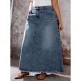 thumbnail image 4 of Women's Pocketed Button Maxi Skirt, A-Line Long Denim Bottom, Casual Daily Commute Layering Outfit, 4 of 5