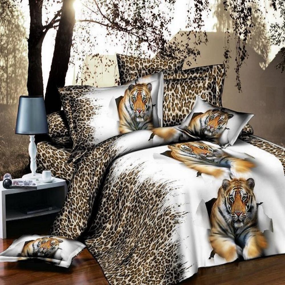 3D Cute Animal Tiger Lion Wolf Dog Print Duvet Cover
