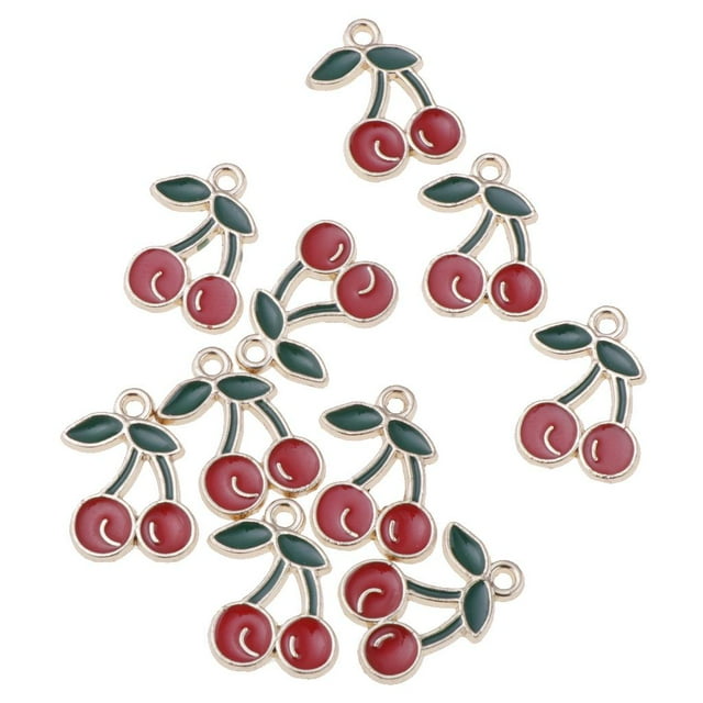 10 Piezas de Colgantes BLESIY Cerezas Encantadoras para fabricación de joyería