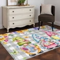 thumbnail image 4 of Easter Gnomes 3'x5' Washable Rug, Spring Floral Eggs Flowers Butterflies Gray Plaid Non-Slip Area Rugs for Entryway Kitchen Classroom, StainResistant Dorm Throw Carpet, Low Pile Soft Indoor Floor Mat, 4 of 9