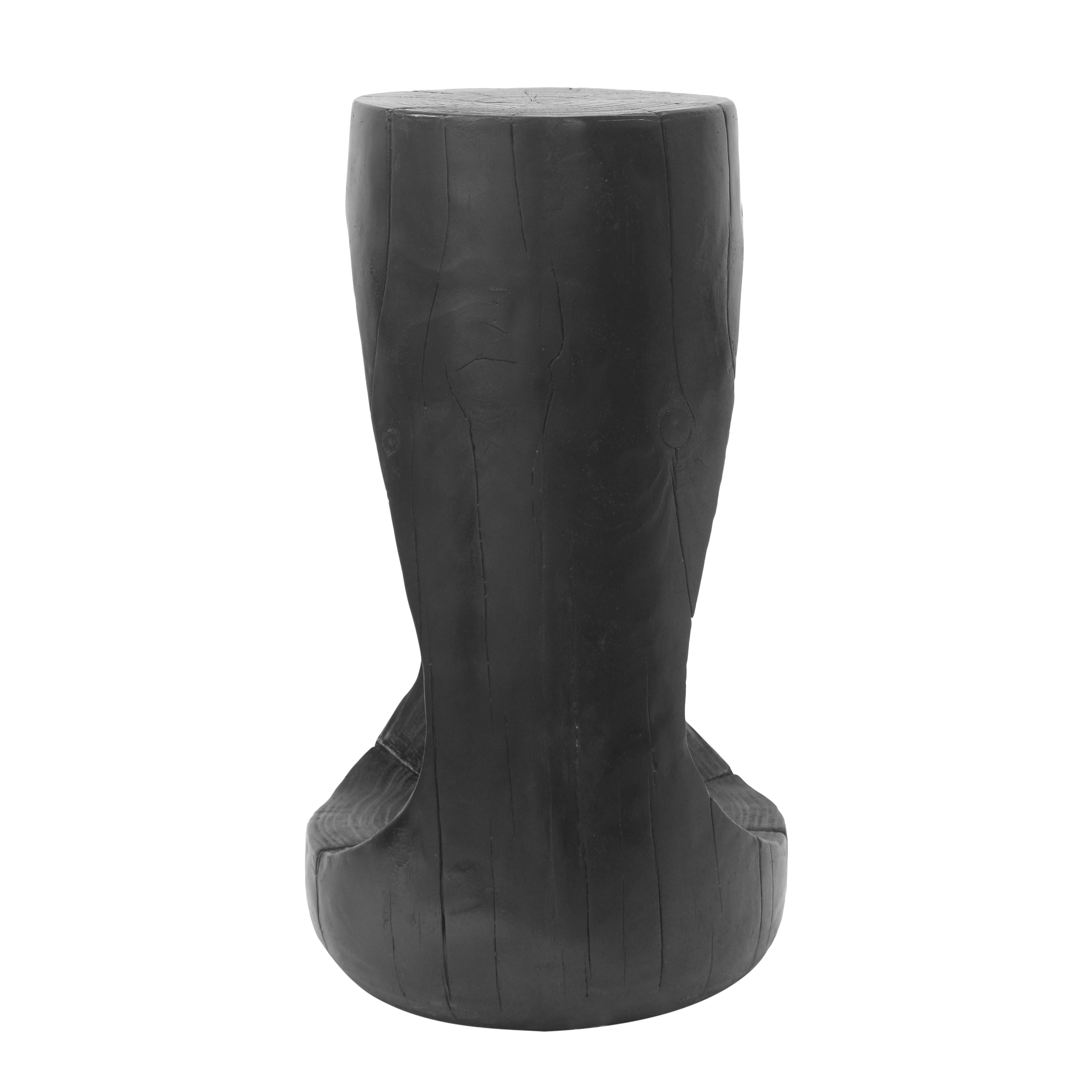 Hollow Design Side Table, Outdoor Lightweight Concrete End Table for Patio Balcony Garden, Black