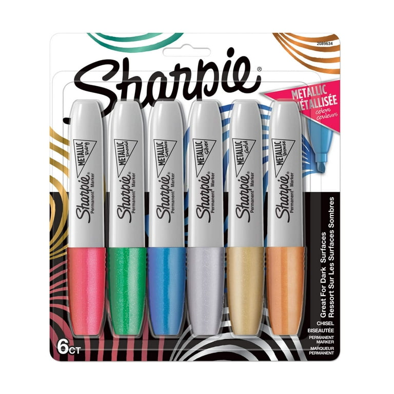  SHARPIE Metallic Permanent Markers, Fine Point, Silver, 2 Count  : Office Products