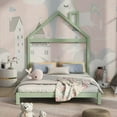 thumbnail image 2 of Hassch Full Size Wood Platform Bed with House-Shaped Headboard for Living Room, Green, 2 of 8