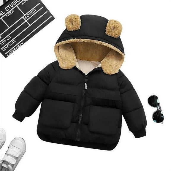 ATOGUTA Kids Jackets Girls Warm Winter Coat Windproof Rain Jacket Snow Coat Black, Size 1T-6