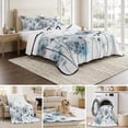thumbnail image 6 of Twin Quilt Set 68''x86'', Blue Teal Dandelion Lightweight Summer Bedspread Coverlet Set with 2 Pillow Shams, Dragonfly Modern Art Watercolor Breathable All Season Quilt Bedding for Dorm/Bedroom, 6 of 9