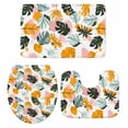 thumbnail image 2 of Summer Tropical Plant Bathroom Rugs Set Yellow Pink Leaf Pastoral Style Non Slip Absorbent Soft Bath Mats 3 Piece Set with Bathroom Rug, U-Shaped Floor Mat, Toilet Seat Cover Large Size, 2 of 9