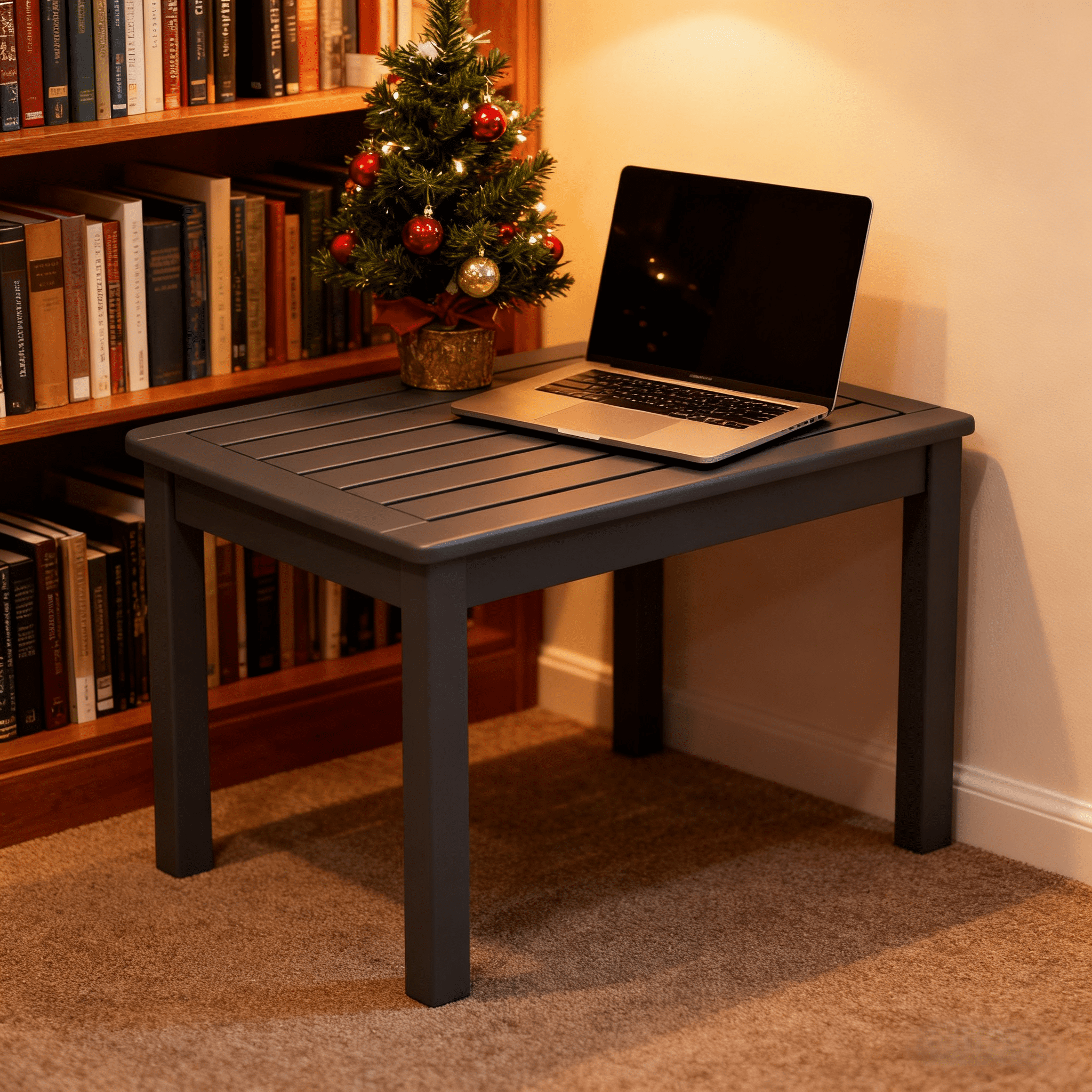 UBesGoo HDPE Outdoor Patio Table, Rectangle Coffee End Table, All Weather Deck Balcony Garden Porch Table, Gray