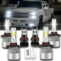 BMZONCC For GMC Sierra 1500 2500 HD 2001 2002 - 2005 2006 LED Headlight Bulbs,9005 High 9006 Low 9145 Fog Beam LED Headlight Bulbs 6000K Cool White