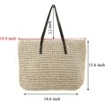 thumbnail image 3 of Bolso tejido de paja para mujer, bolso de hombro tejido hecho a mano de playa grande, bolso de paja, 3 of 5