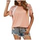 thumbnail image 1 of Tops de manga corta con cuello redondo y volantes de encaje estampado para mujer Fridja ghk3642, 1 of 5