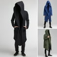 thumbnail image 2 of Skymirror Men Autumn Winter Windbreaker Fashion Hoodie Solid Color Long Sleeve Cold-proof Male Hooded Long Coat, 2 of 8