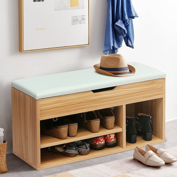 4 Cube Entryway Shoe Bench With Cushion Hallway Shoe Cabinet 6