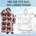thumbnail image 4 of Oversized Wearable Blanket Hoodie,Red Football Helmets with Bows Pattern Sherpa Blanket Hoodie with Super Pockets,Super Warm Fuzzy Pullover for Women & Men, 4 of 6