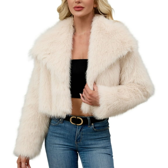 Women's Faux Fur Coat Long Sleeve Fluffy Shaggy Jacket Lapel Casual Winter Warm Coat Outwear 2025
