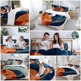 thumbnail image 6 of Navy Blue Burnt Orange Duvet Cover Set, Boho Art Modern Geometric Soft Duvet Cover Full Size Bedding Set 4 Pieces, 1 Quiltcover and 2 Pillowcases with Zipper, 1 Bed Sheet for All Seasons, 6 of 9