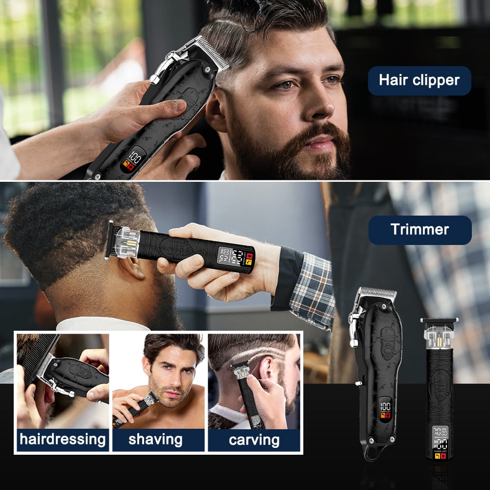 LQT Cordless Hair Clipper , USB charging, Hair Clipper with LCD display screen,Multi-purpose shaver, sufficient battery life, suitable for home and professional hair salons, exquisite gifts