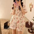 thumbnail image 2 of Pijama de manga corta tipo cárdigan de algodón de imitación de alta calidad con diseño de Hello Kitty japonés para mujer, traje de verano para el hogar de gran calidad para mujer, 2 of 5