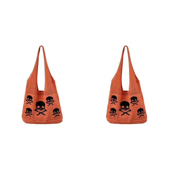 Bolso Hobo Punto Halloween Ganchillo Dibujos Animados para Mujer () Naranja