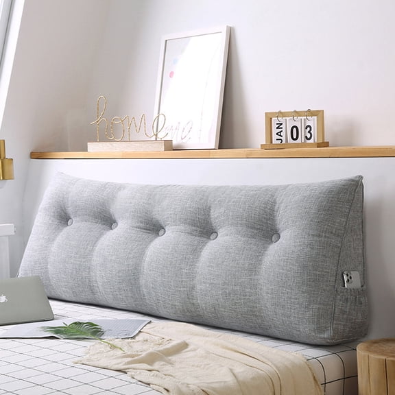 SOGA 150cm Silver Triangular Wedge Bed Pillow – Extra-Large Backrest Headboard Cushion for Tatami, Bed, Sofa, and Home Decor