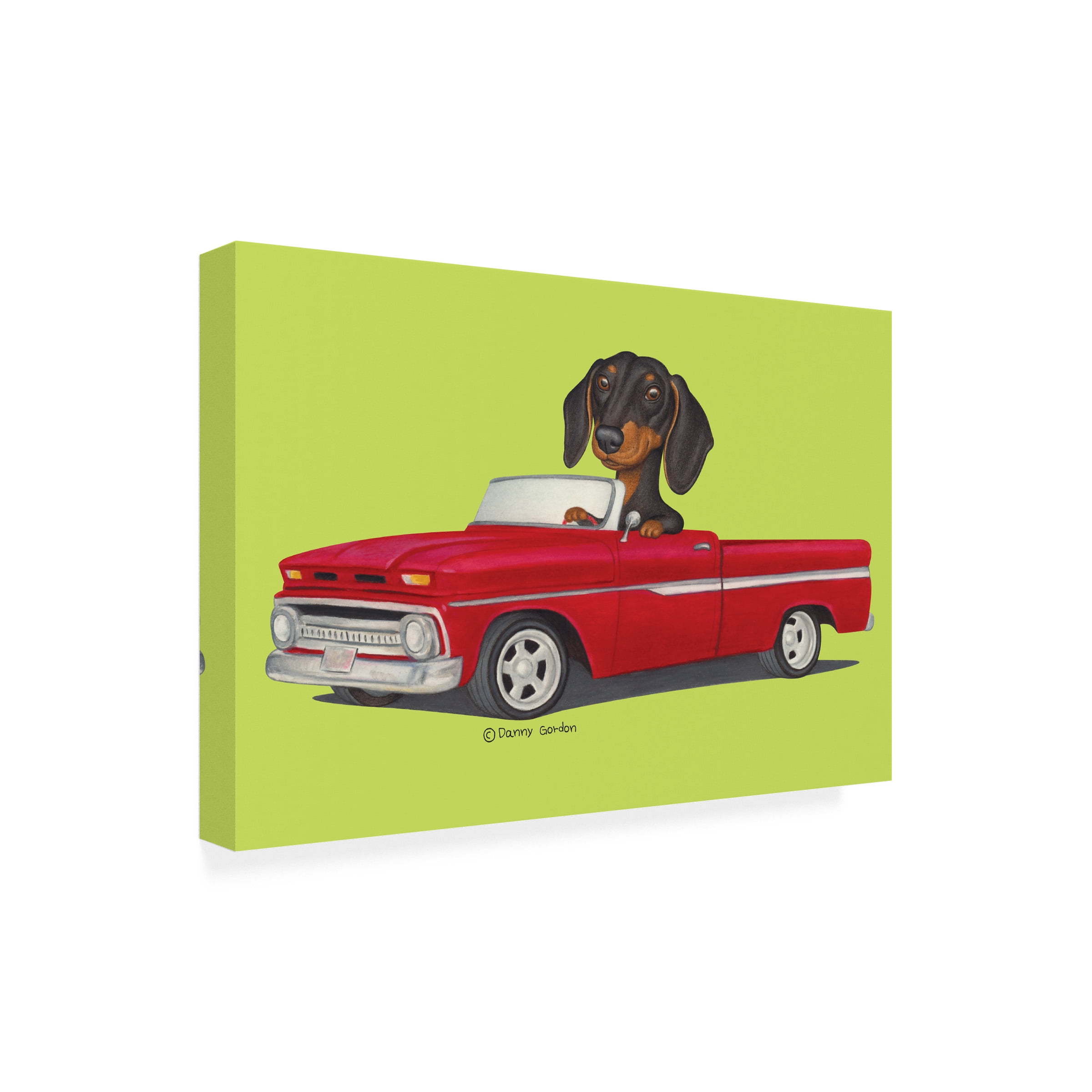 Danny Gordon Art 'Black Dachshund in Red Truck' Canvas Art