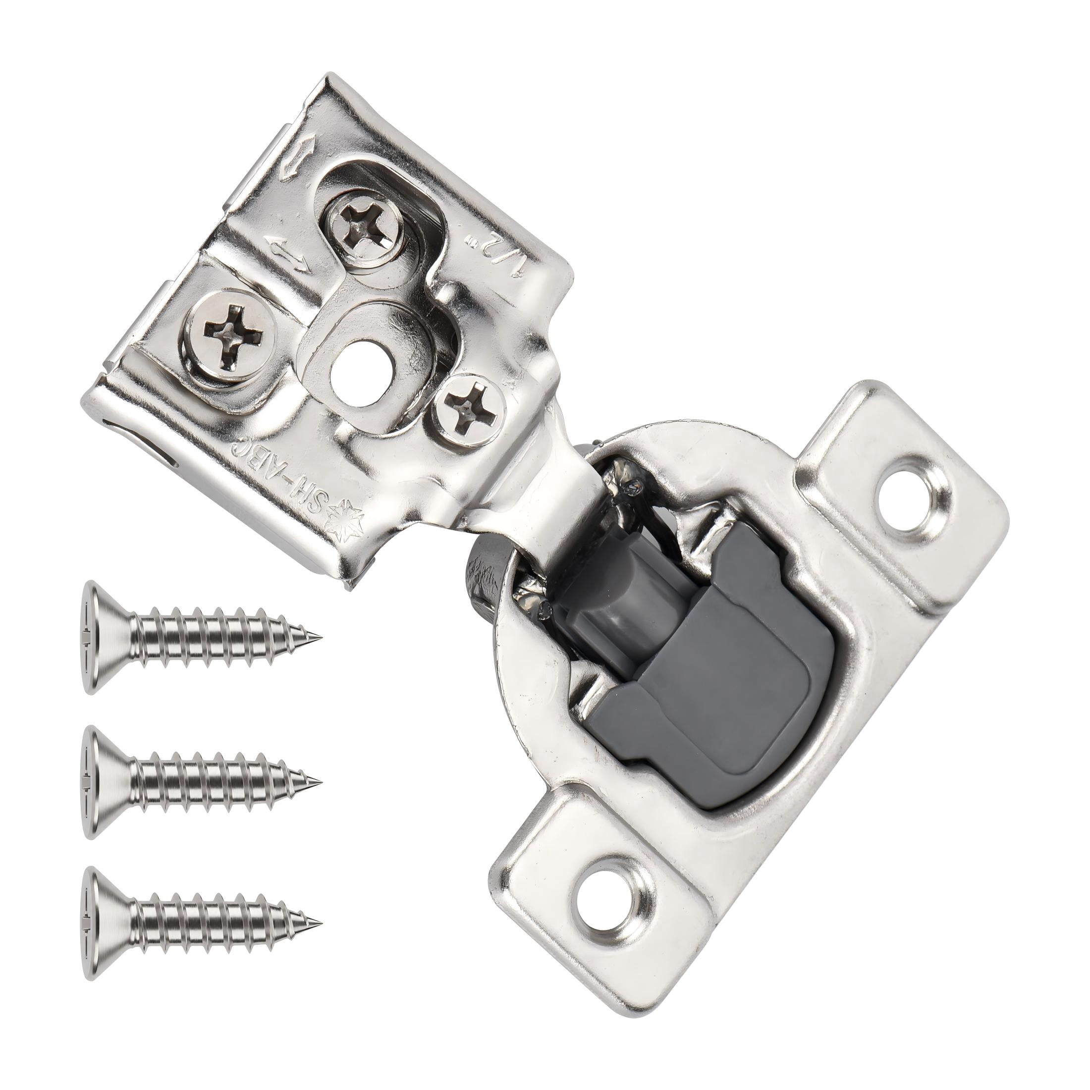 Hyper Tough 1/2 inch Overlay Soft Close Hinges, Satin Nickel, 60Pack