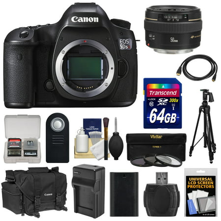 Canon EOS 5DS R Digital SLR Camera Body with 50mm f/1.4 Lens + 64GB Card + Battery & Charger + Case + Filters + Tripod + Kit