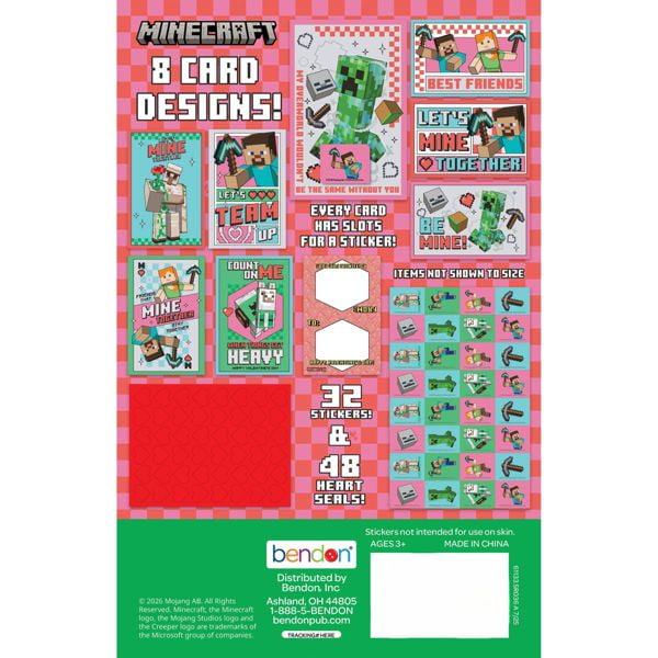 Valentine's Day Classroom Exchange Cards - Minecraft - 32 ct