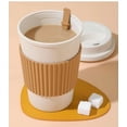 thumbnail image 5 of D5 Biodegradable Coffee Water Cup with Lids Wheat Straw Cup Reusable Portable Cup Dishwasher Safe Coffee Mug Espresso Travel Cup (black), 5 of 7