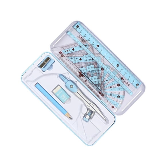 Math Geometry Kit 8Pcs Student Supplies rotring geometry Protractor for Drawings blue