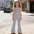 thumbnail image 2 of oqasdz High Waist Stretch Flared Pants for Girls with Pockets Solid Color Streetwear Trousers Durable Fit Casual Outdoor, 2 of 4