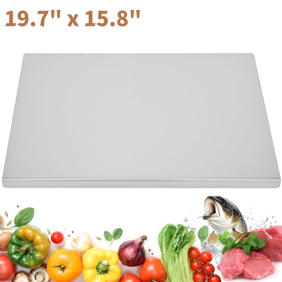 Qunbio 19.7" x 15.8" Stainless Steel Cutting Boards for Kitchen, Chopping Boards with Lip, Pastry Board for Countertop Cutting Meats Fruits, Easy To Clean