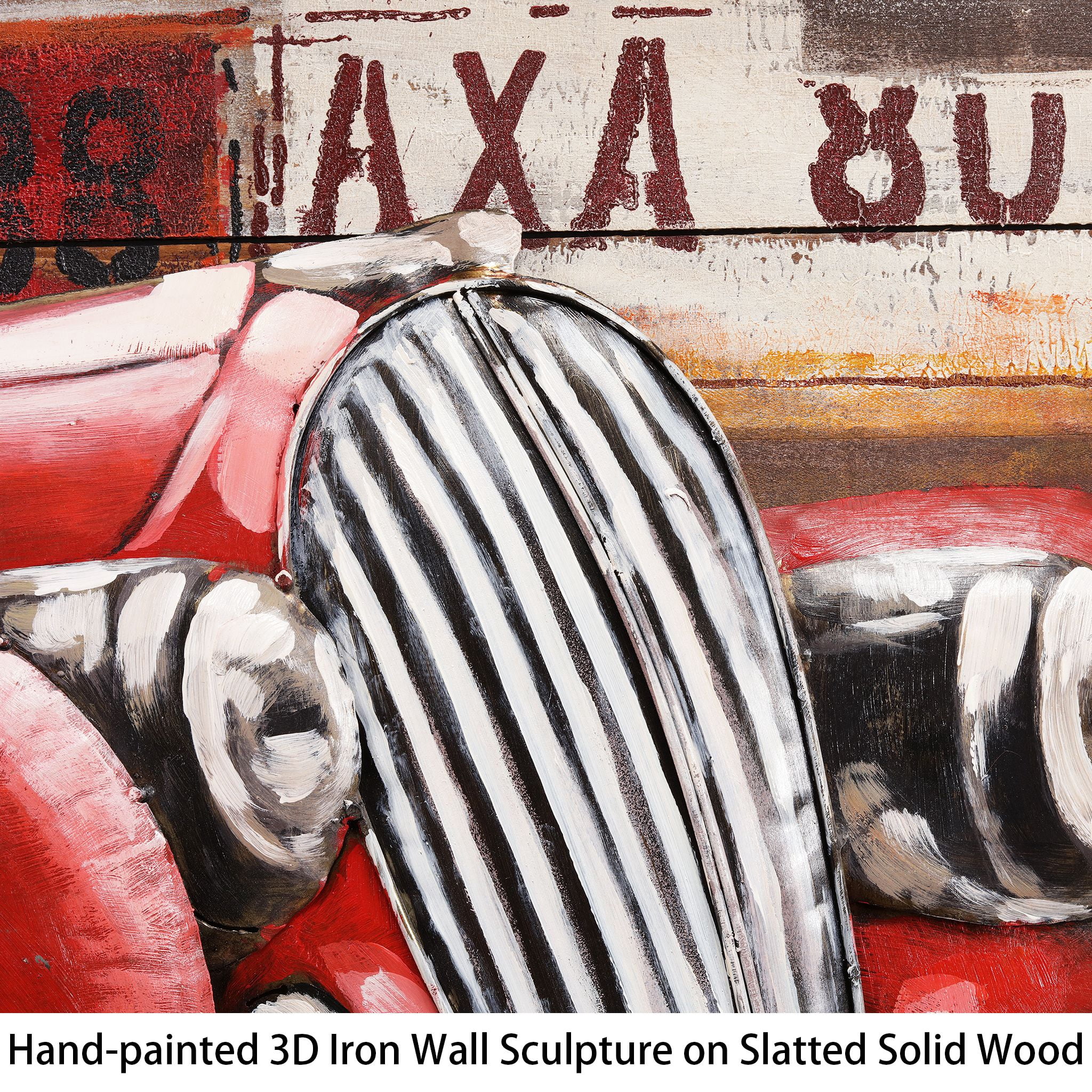 Empire Art Direct Jaguar XK120 Handed Painted 3D Metal Wall Sculpture on Slatted Solid Wood Wall Art, 48" x 24" x 2.8", Ready to Hang