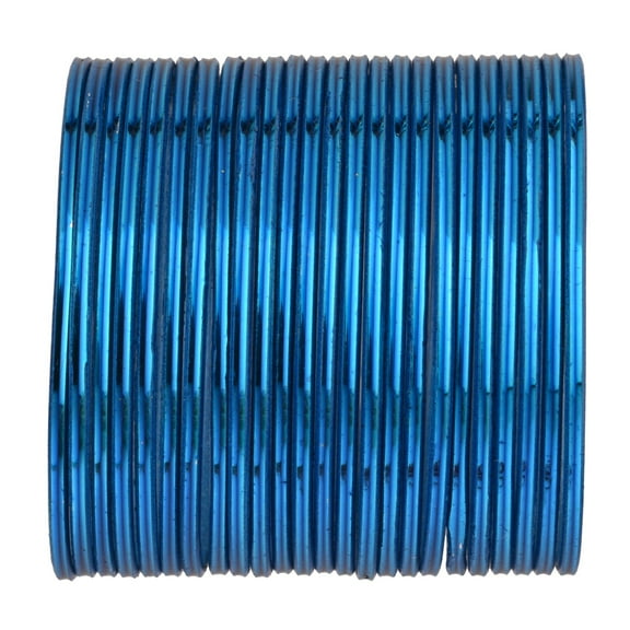 Efulgenz Metal Blue Plain Glossy Alloy Bangles Bollywood Bracelets Bridal Bangle Indian Jewelry Set Fashion Jewelry Accessories for Women (24 Pcs) Size 2.4
