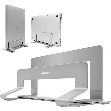Macally Vertical Laptop Stand for Desk - Adjustable Vertical Laptop Holder Desk for Universal Compatibility - Save Space & Improve Airflow with Closed MacBook Stand Dock (Pro/Air) - Weighted Frame