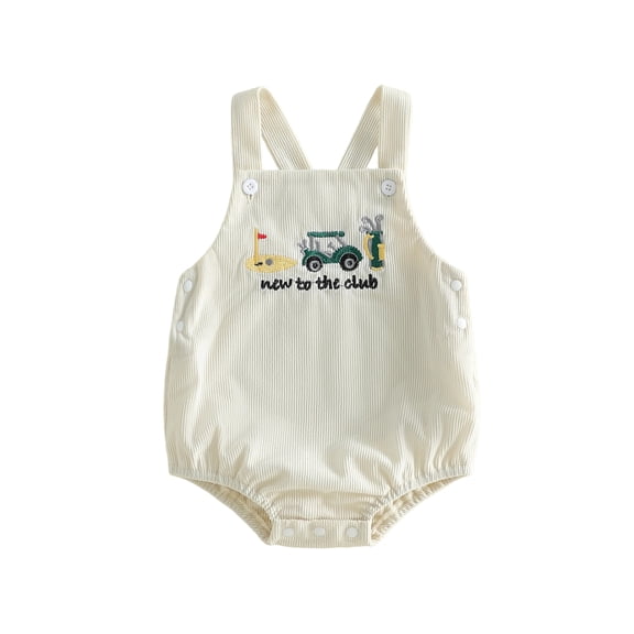 BemeyourBBs Baby Boy Girl Summer Clothes Baby Girls Boys Newborn Hospital Going Home Outfit Bubble Romper Overalls New to the Club Golf-themed Embroidered Sleeveless Jumpsuit Overall Playsuit
